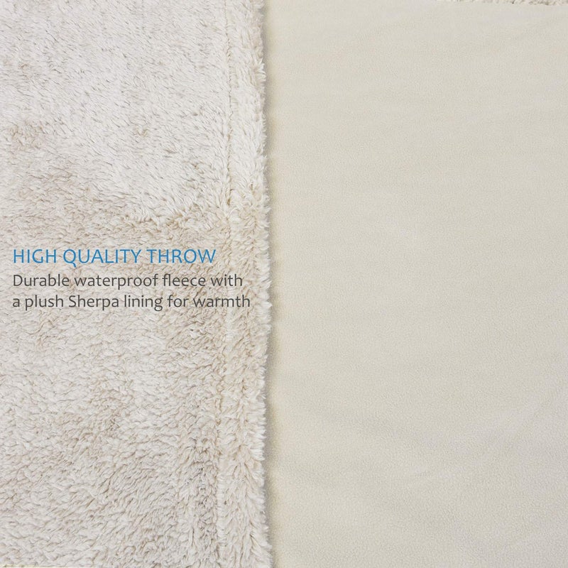 Catalonia Waterproof Liquid Pee Proof Fleece Sherpa Blanket for Bed Couch Sofa  Protector Cover for Baby  Cozy Lining Throws for Camping Boating (Camel/Taupe  60x80 inch) - Image 4